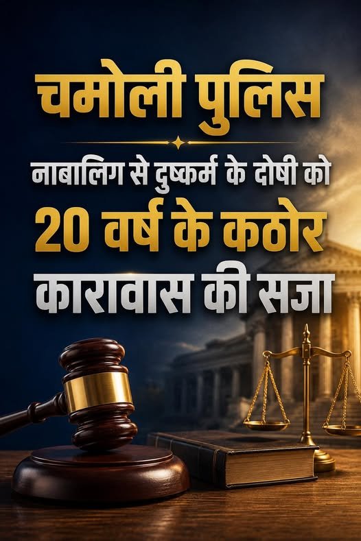 नाबालिग से दुष्कर्म के दोषी को 20 वर्ष के कठोर कारावास की सजा, चमोली पुलिस की प्रभावी विवेचना और पैरवी लाई रंग